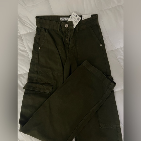 Zara Cargo Green Cargo Pant! NEW WT - Picture 1 of 4